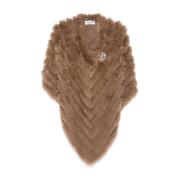 Faux-Fur Paneel Mouwloze Sjaal Blugirl , Brown , Dames