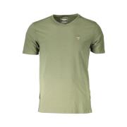 Groen Katoen V-Hals Logo T-Shirt Aeronautica Militare , Green , Heren