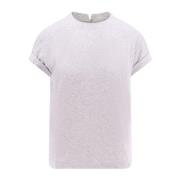 Iconische Juweel Katoenen T-Shirt Brunello Cucinelli , Gray , Dames