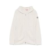 Witte Gebreide Rits Hoodie Ermanno Scervino , White , Dames