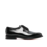 Zwarte Gepoetste Leren Derby Schoenen Santoni , Black , Heren