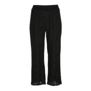 Zwart Diep Kant Wijde Pijp Broek Kaffe Curve , Black , Dames