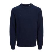 Donkerblauwe Trui Ronde Hals Katoenmix Jack & Jones , Blue , Heren