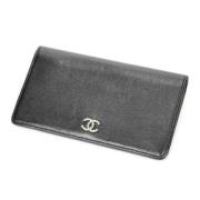 Pre-owned Leather wallets Chanel Vintage , Black , Dames