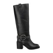 Metallic circle heel boot Alma EN Pena , Black , Dames