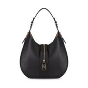 Zwarte ritssluiting hobo schoudertas Elisabetta Franchi , Black , Dame...