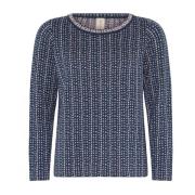 Gestippelde O-Neck Trui in Jeans Blauw Skovhuus , Blue , Dames