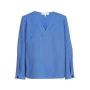 Blauwe V-hals Tuniek Blouse Marie Méro , Blue , Dames