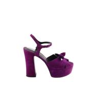 Pre-owned Suede heels Saint Laurent Vintage , Purple , Dames