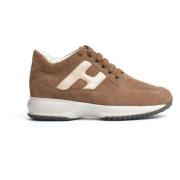 Interactieve Suède Bever Sneakers Hogan , Beige , Dames