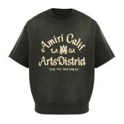 T-shirt met geborduurd logo Amiri , Black , Heren