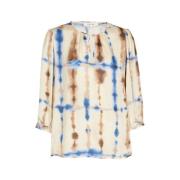 Tie Dye Puff Sleeve Blouse Marie Méro , Beige , Dames