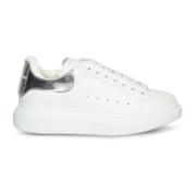 Witte Leren Sneakers met Zilveren Accenten Alexander McQueen , White ,...