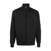 Hoge hals Zip Trui met Ribdetails Colmar , Black , Heren