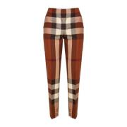 Luxe Wol Bruine Broek Burberry , Multicolor , Dames