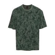 Groen Katoenen Geborduurd Ronde Hals T-shirt Boss Orange , Green , Her...