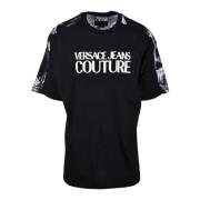 Katoenen T-shirt met Stijlvol Ontwerp Versace Jeans Couture , Black , ...