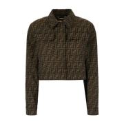 Bruine Jas met Verborgen Sluiting Fendi , Brown , Dames