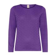 Vrouwelijke O-Neck Pullover Gladiole Skovhuus , Purple , Dames