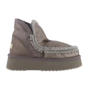 Mini Eskimo Platform Laarzen Mou , Gray , Dames