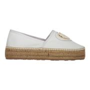 Stijlvolle leren espadrilles met logodetail Love Moschino , White , Da...