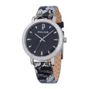 Zwarte leren analoge quartz horloge Police , Black , Dames