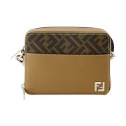 Mini Leren Schoudertas Fendi , Brown , Heren