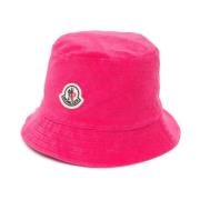 Reversible Logo Patch Bucket Hat Moncler , Pink , Dames