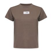 Katoenen T-shirt met Logostiksels MM6 Maison Margiela , Brown , Dames