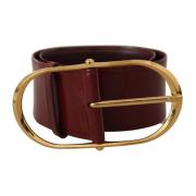 Bordeaux leren ovale gesp riem Dolce & Gabbana , Brown , Dames