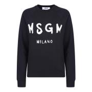 Zwarte Katoenen Sweatshirt met Voorkant Print Msgm , Black , Dames