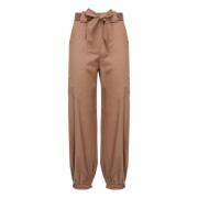 Beige Wolmix Relaxte Broek Pinko , Beige , Dames