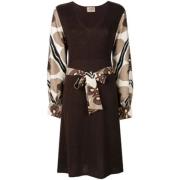 Pre-owned Silk dresses Hermès Vintage , Brown , Dames