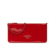 Glanzende PVC Rode Tas met Diamantgeslepen Detail Pinko , Red , Dames