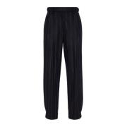 Blauwe Wol Pinstripe Broek Brunello Cucinelli , Blue , Dames