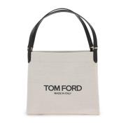 Stijlvolle Amalfi Tote Tas met Logo Tom Ford , Black , Dames