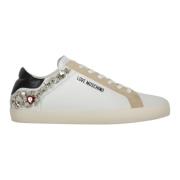 Suede Stone Low-Top Sneakers Love Moschino , White , Dames