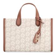 Bedrukte canvas messenger tas met lederen details Michael Kors , White...