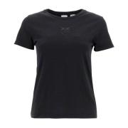 Geborduurde Love Birds Crew Neck T-Shirt Pinko , Black , Dames