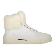 Faux Fur High-Top Sneakers Love Moschino , White , Dames