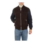 Herenjack van suède en stof The Jack Leathers , Brown , Heren