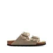 Schapenvacht Anatomic Sandalen met Gespen Birkenstock , Beige , Dames