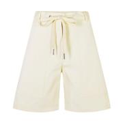 Katoenen Knielange Trekkoordshorts Moncler , Beige , Dames