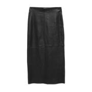 Stretch Leren Tube Rok Zwart Alysi , Black , Dames