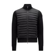 Zwarte Gewatteerde Katoenen Zip-Up Vest Moncler , Black , Heren