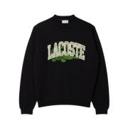 Franse Stijl Sweater met Originele Print Lacoste , Black , Heren