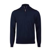 Klassieke Merinowol Half Zip Sweater Stenströms , Blue , Heren