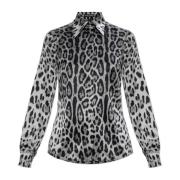 Zijden shirt met dierenmotief Dolce & Gabbana , Gray , Dames