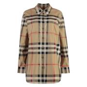 Katoenen overhemd met voorzakken Burberry , Beige , Dames