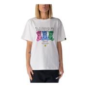 Oversized Unisex T-shirt met Print Barrow , White , Dames